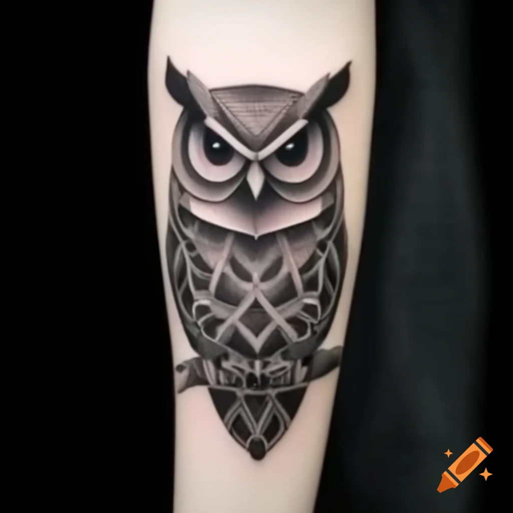 craiyon_101651_Geometric_owl_tattoo_for_the_arm